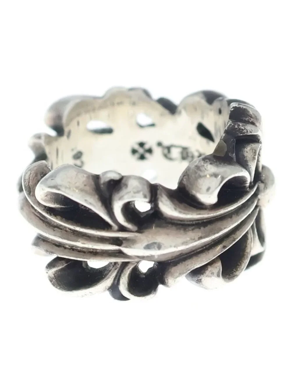 Chrome Hearts Dbl Flrl Crs Double Floral Cross Ring Silver